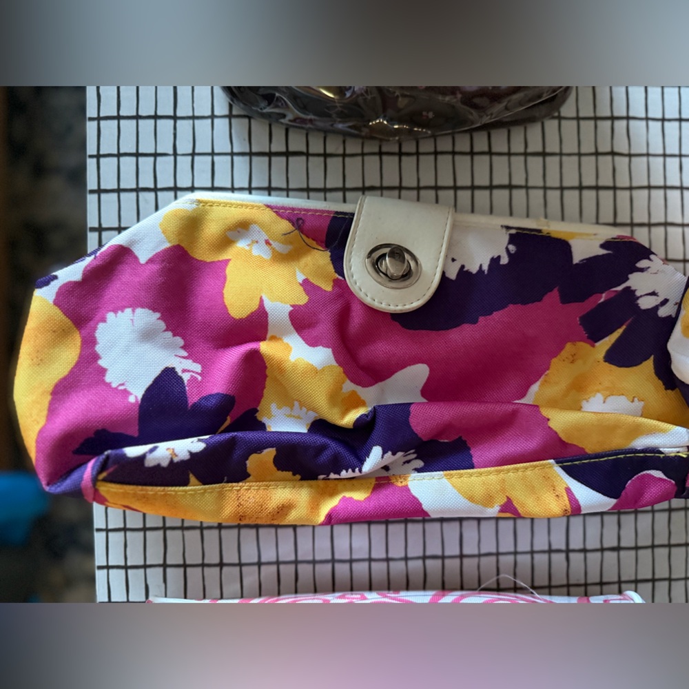 Clinique NWT large Floral Clutch with Turn Lock Closure